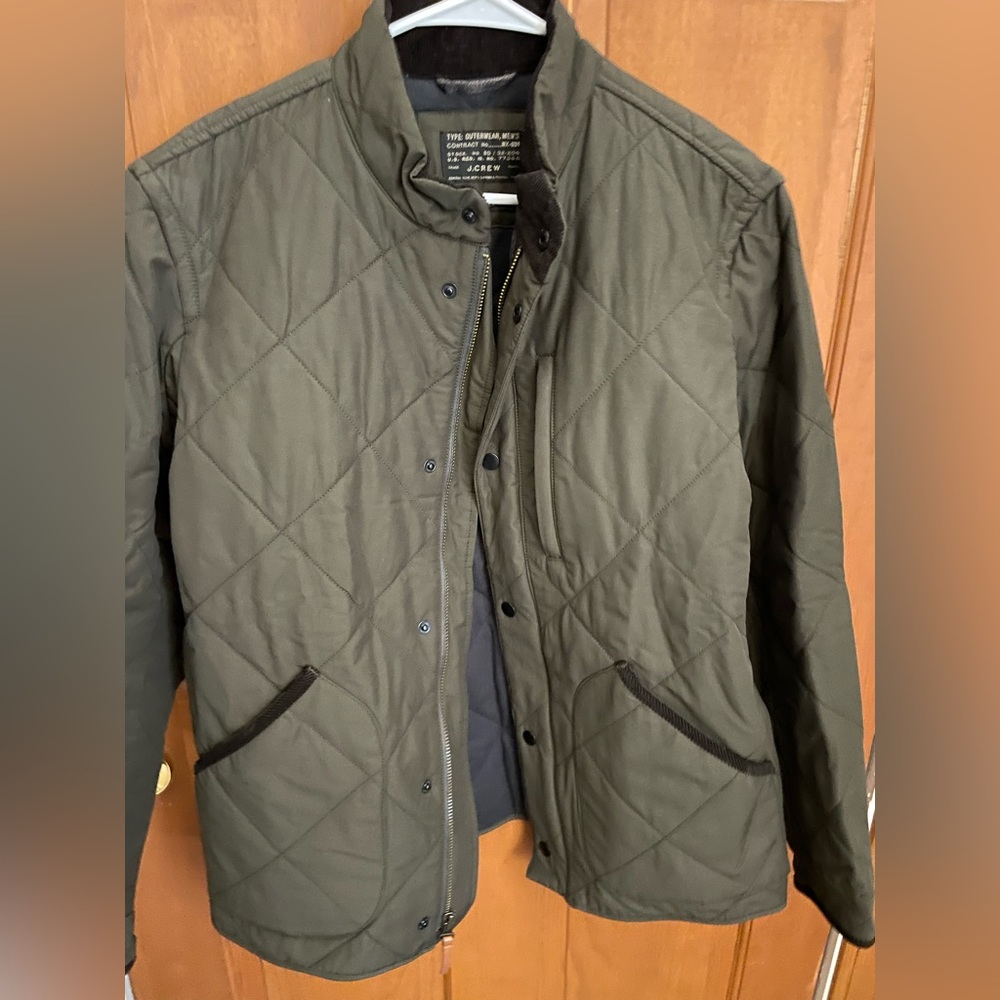 J Crew Olive Green Quilted Shooting Jacket